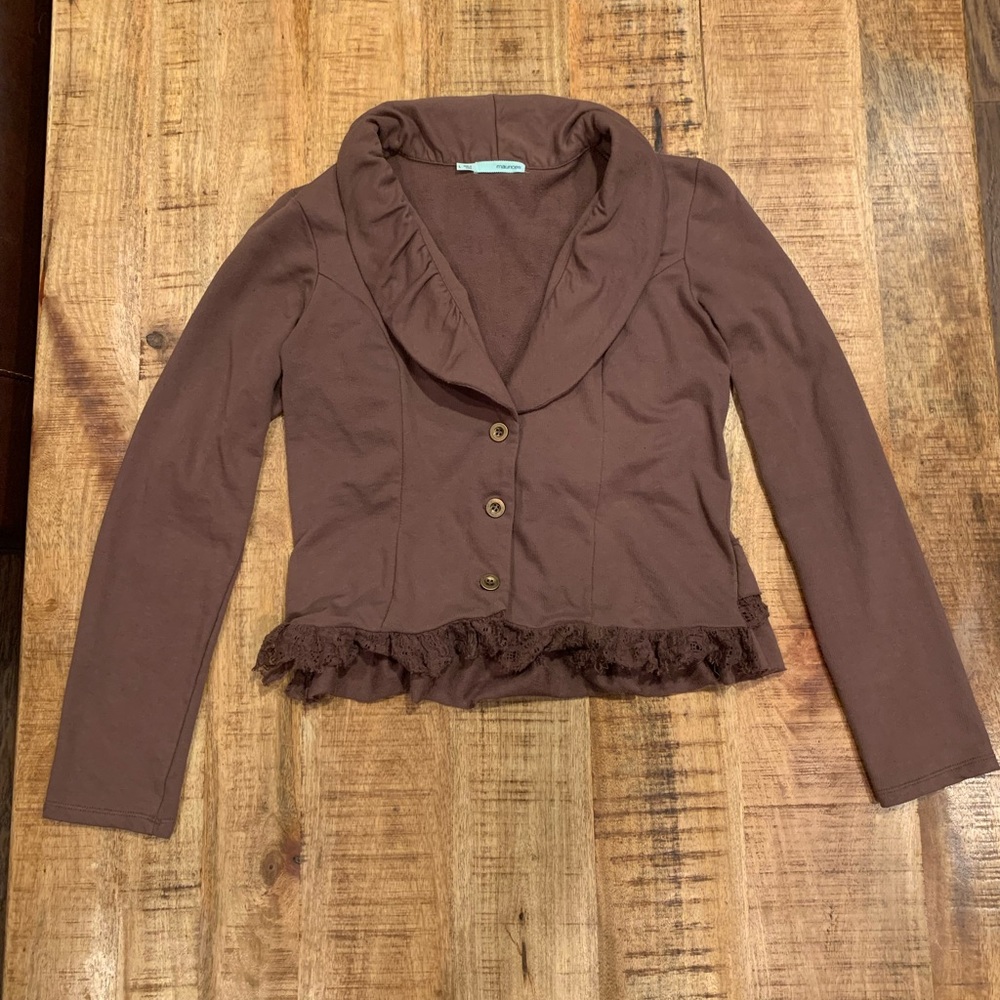 ✂️(3 for $25) Maurices Brown Soft Jacket with Lace detail! L